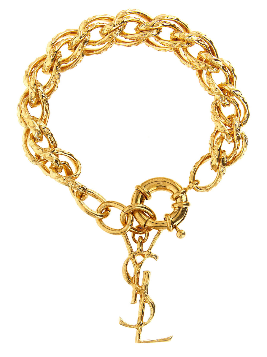Saint Laurent Cassandre Chain Link Bracelet — Gold