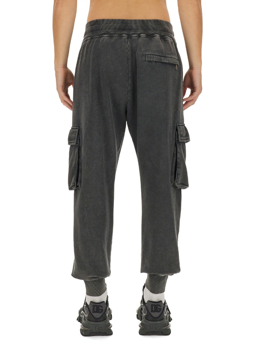 Jogging Pants With Logo Grey Cotton Track
