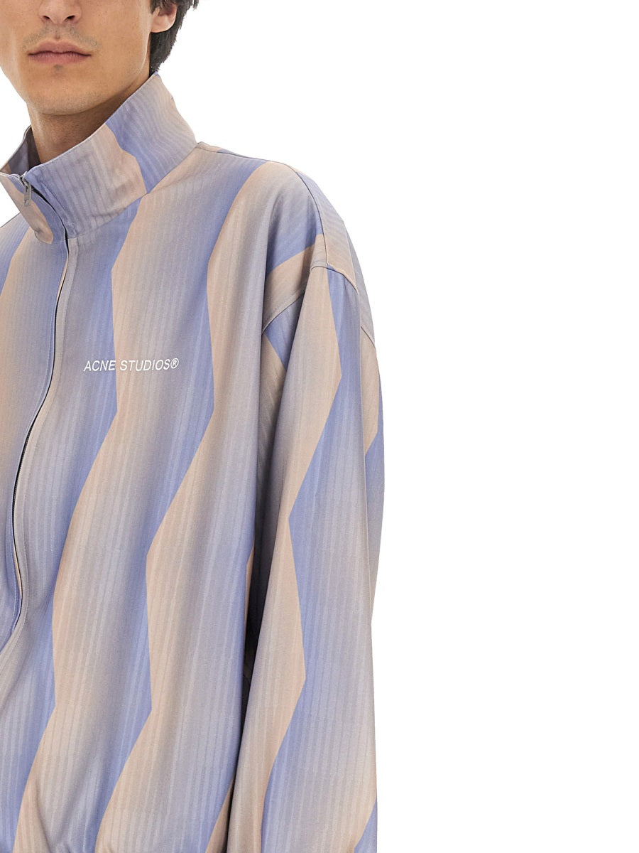Jacket With Logo, Azure Polyester