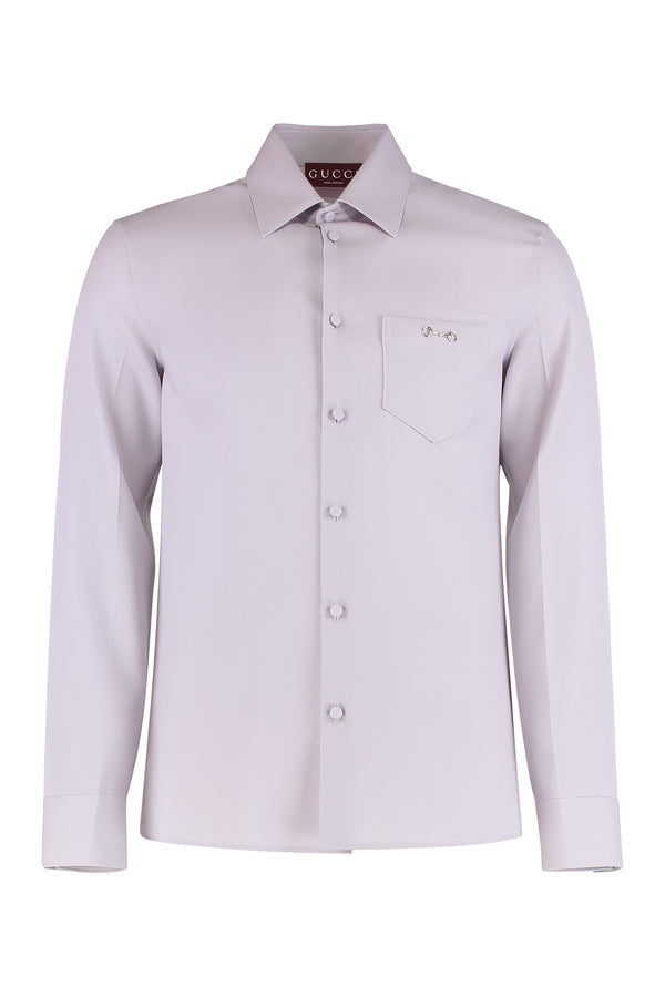 Wool Gabardine Slim-Fit Shirt Lilac