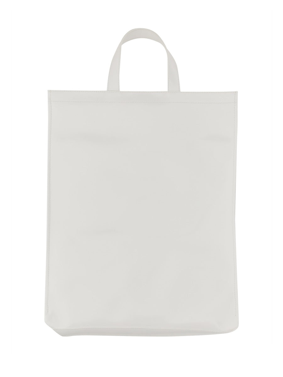 Tote Bag With Embossed Logo White Polyurethane Shoulder