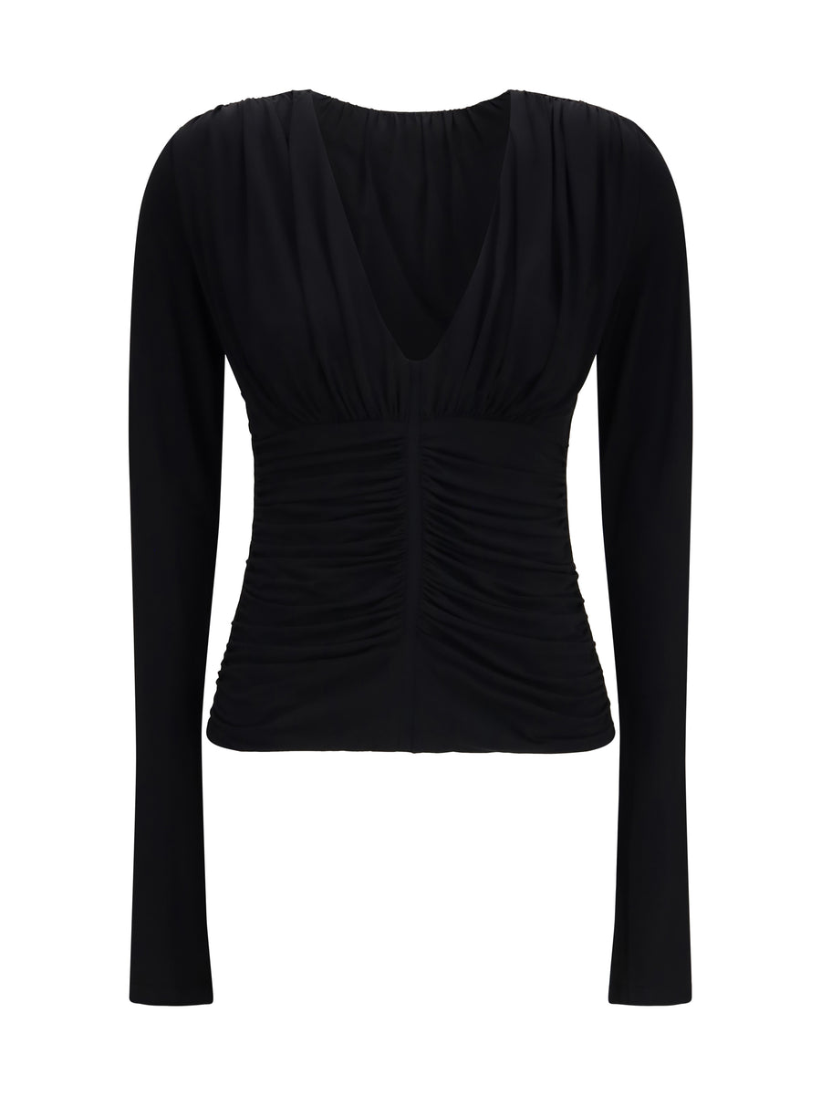 Beato Long-Sleeved Top Nero Viscose; Elastane