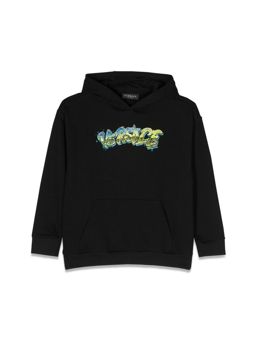 Hoodie With Logo Black Cotton Sweatshirts
