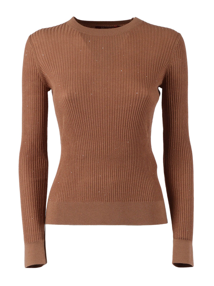 SWEATER Camel Silk Wool Crewneck