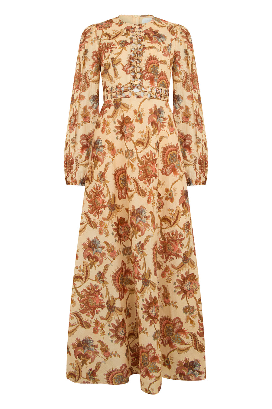 Maxi Dress Cream Jacobean Linen