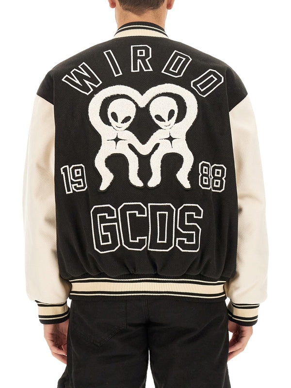 Wirdo Varsity Bomber Jacket Black Polyester