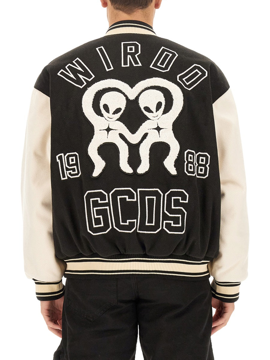 Wirdo Varsity Bomber Jacket Black Polyester