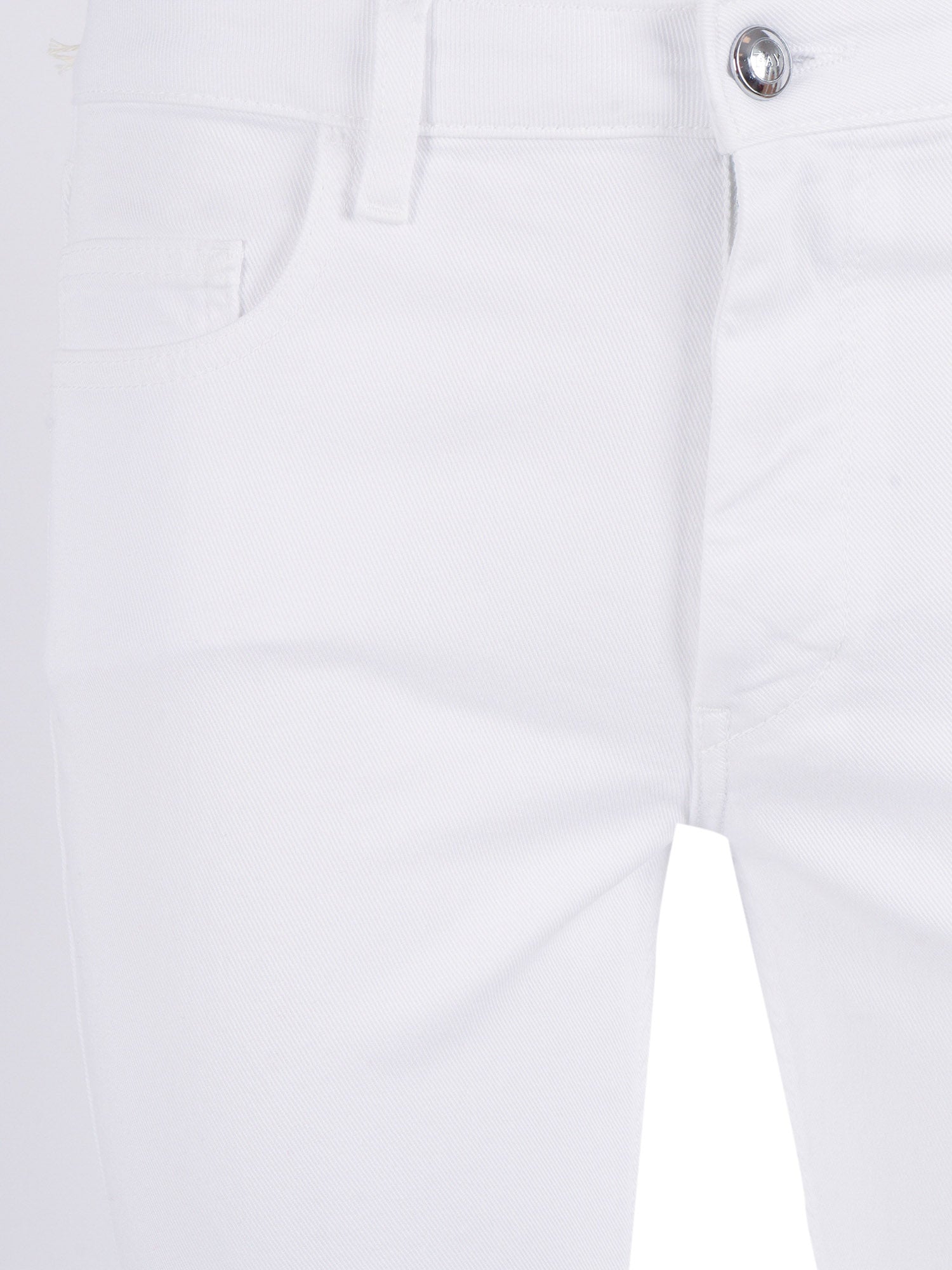 5 POCKET WITH FRINGE White Cotton Elastane Pant