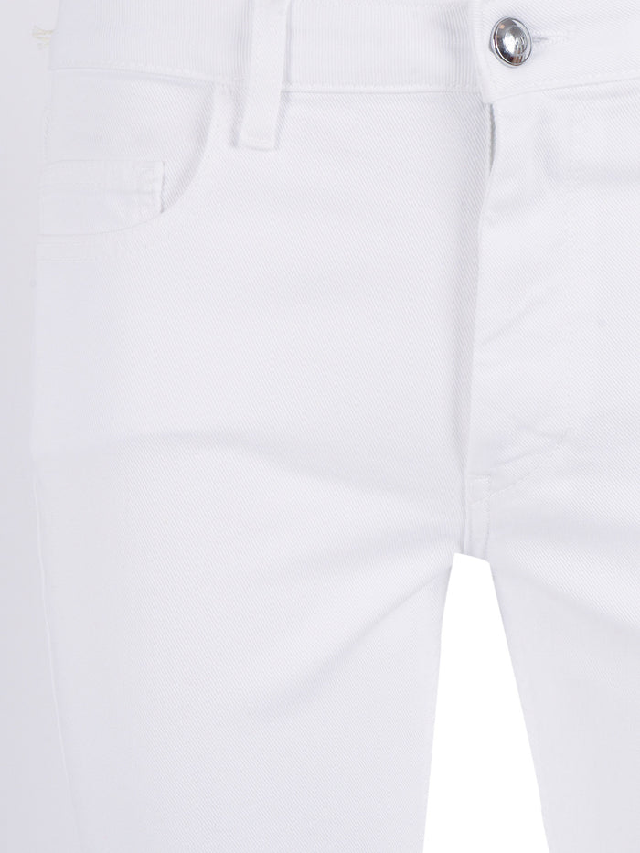 5 POCKET WITH FRINGE White Cotton Elastane Pant