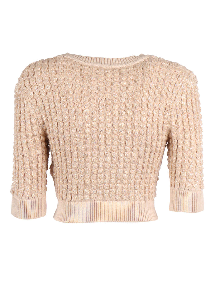 Womens Knitted Sweater Beige Crewneck