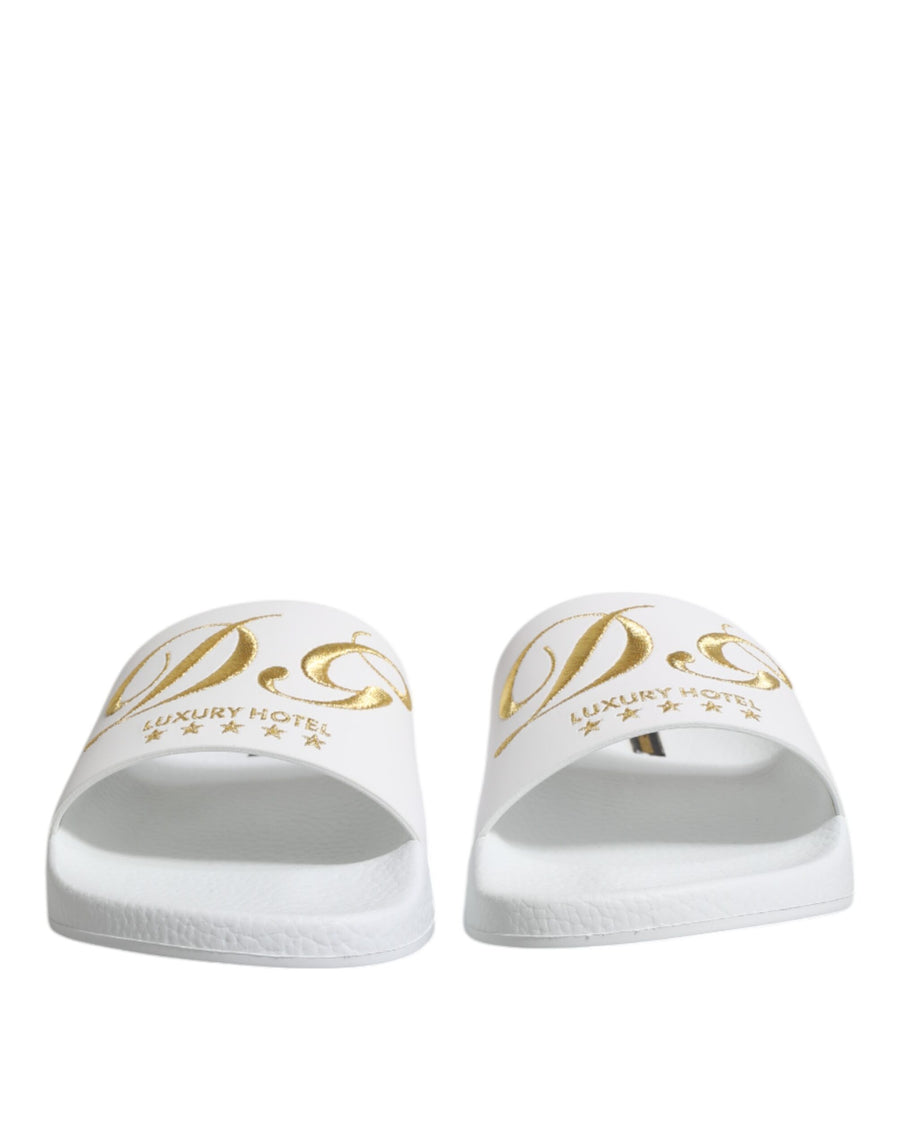 Dolce & Gabbana 100% Calfskin Leather slides in white