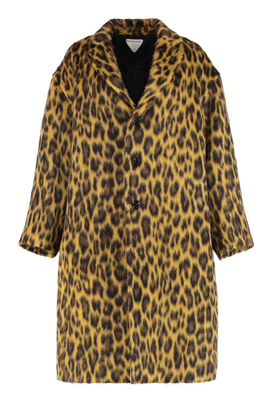 Coat With Leopard Print Camel Alpaca Wool