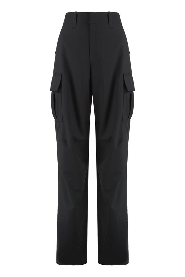 Wool Cargo Trousers Black Straight