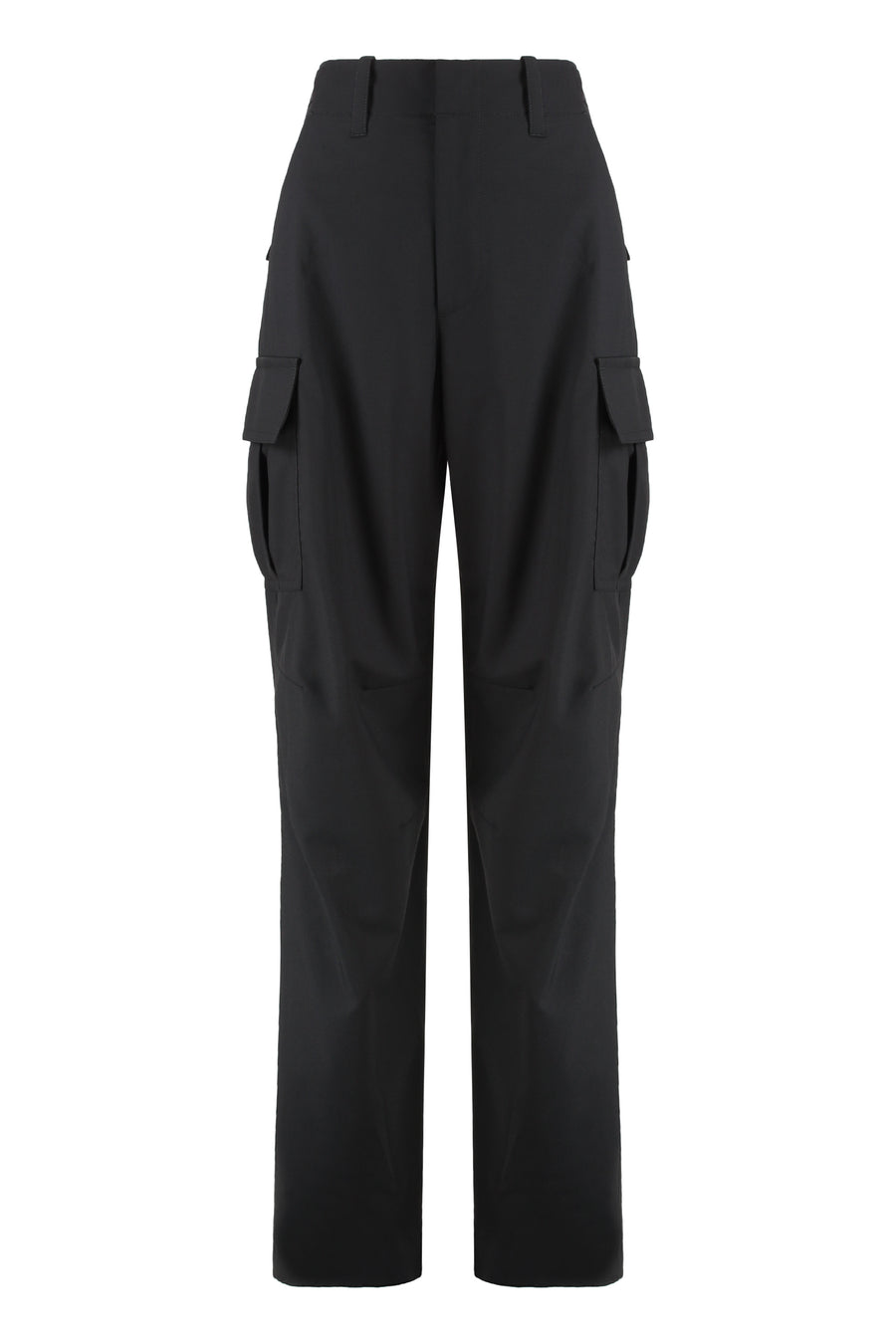 Wool Cargo Trousers Black Straight