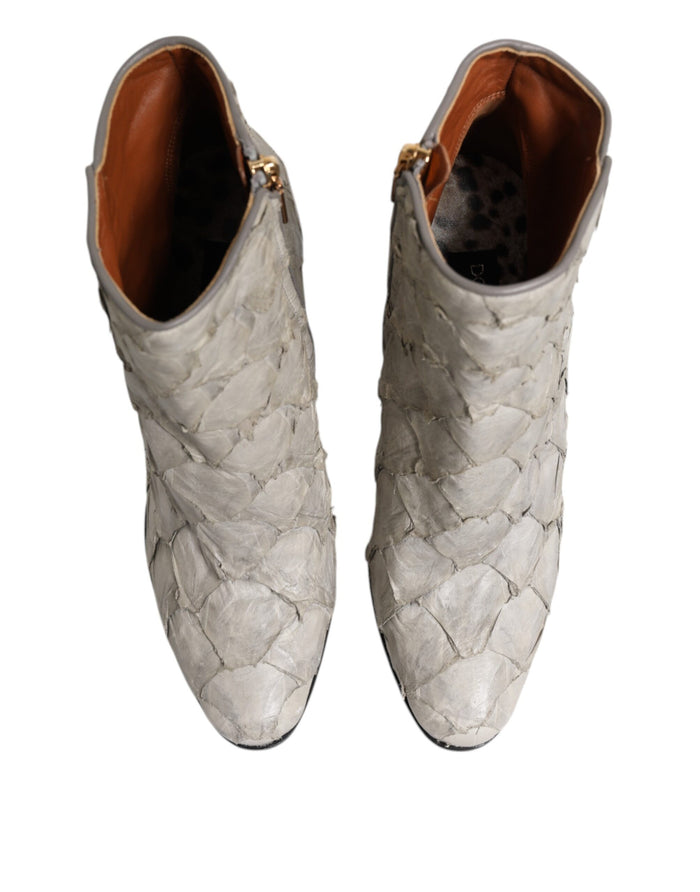 Dolce & Gabbana Leather ankle boot in white — view 2