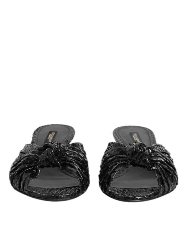 Dolce & Gabbana 100% Python Leather heel slide in black