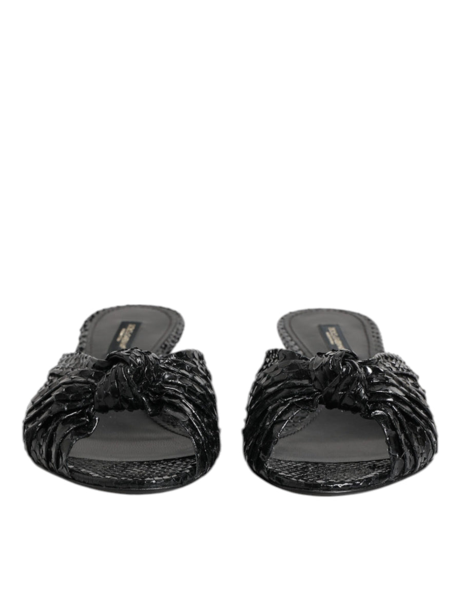 Dolce & Gabbana 100% Python Leather heel slide in black