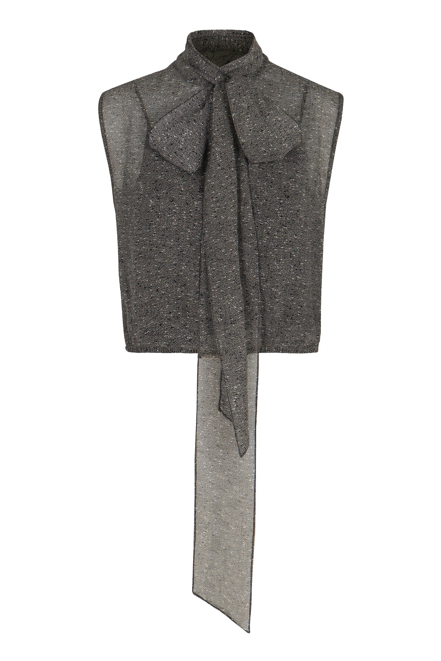 Sleeveless Silk Georgette Top Grey Vests & Tank Tops