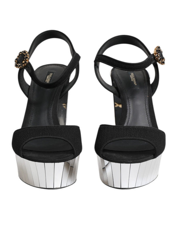 Dolce & Gabbana 90% Wool platform sandal in black