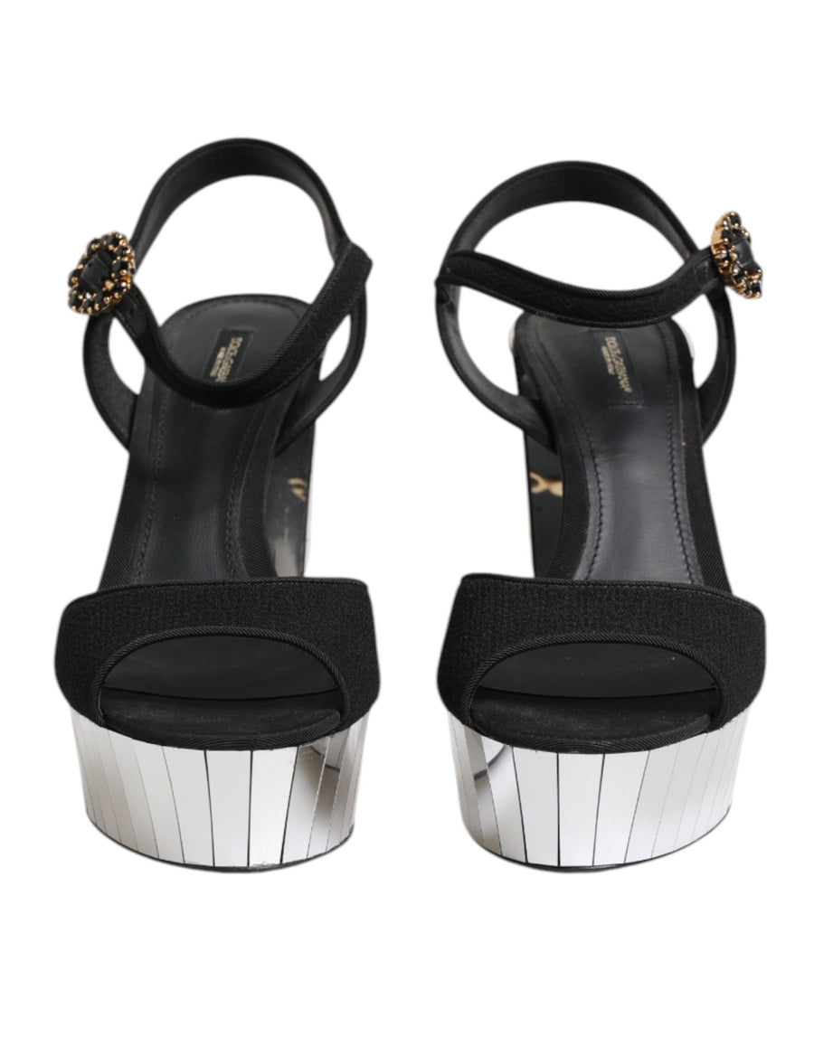 Dolce & Gabbana 90% Wool platform sandal in black