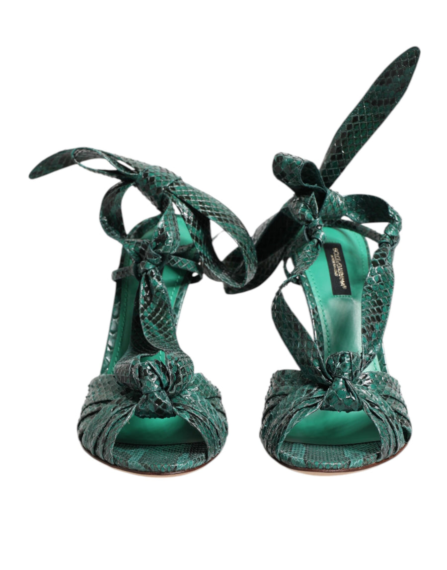 Dolce & Gabbana 100% Python Leather sandal heel in green