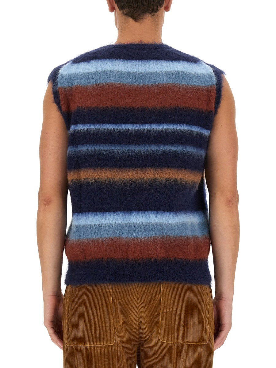 Vest With Stripe Pattern Blue Mohair Waistcoats & Gilets