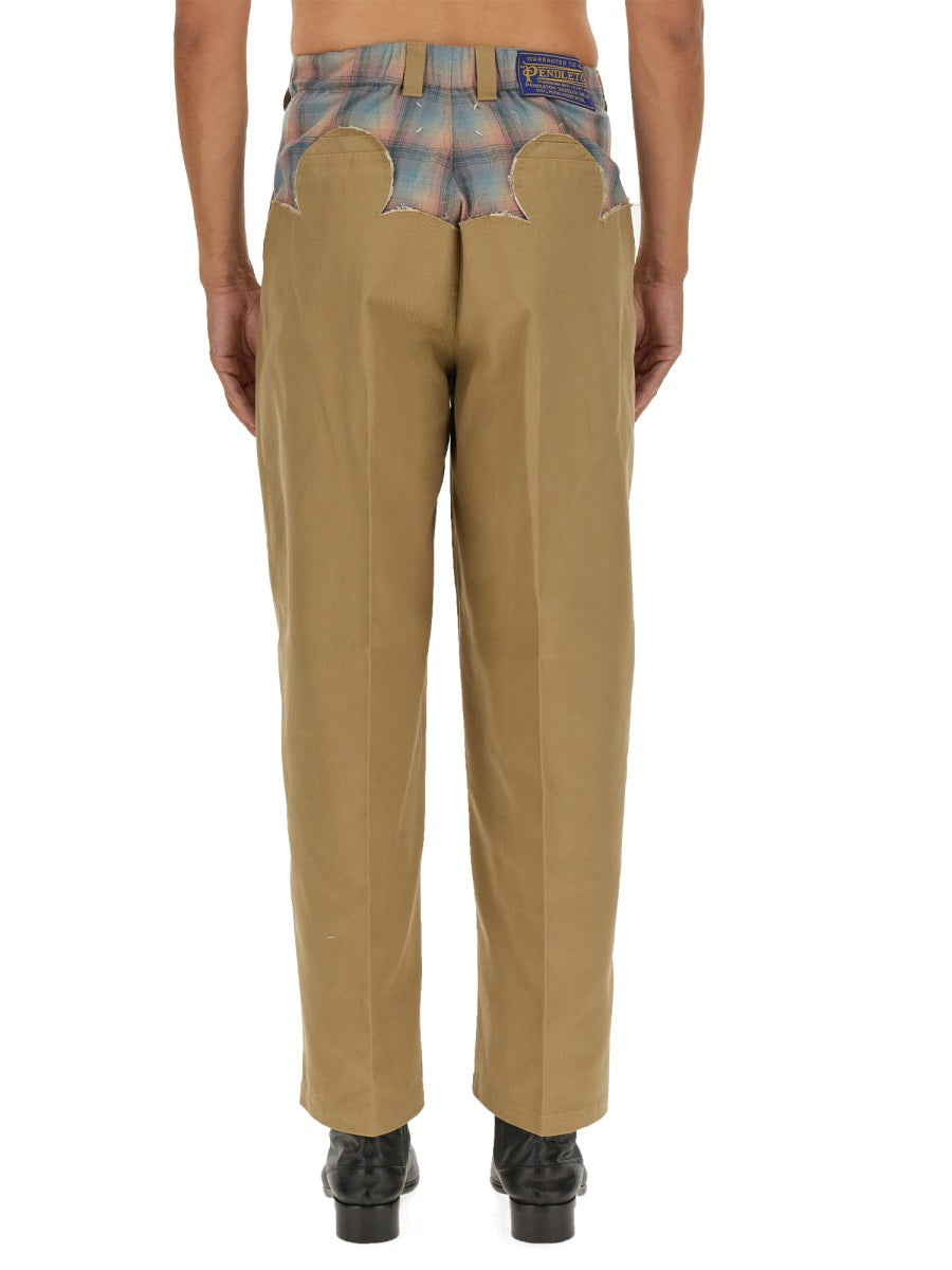 Wool Pants Beige Polyester Trousers