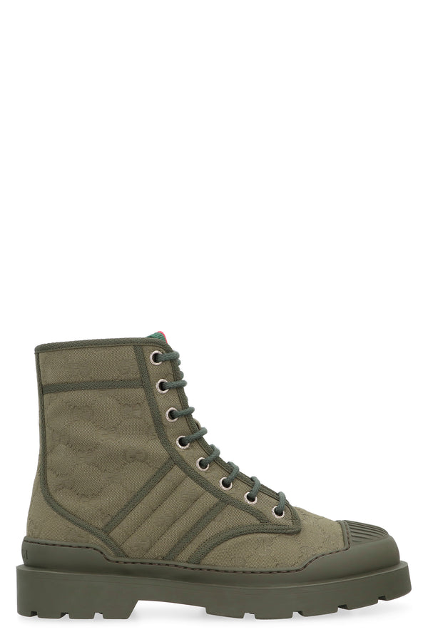Military Green Laced Ankle Boots Cotton