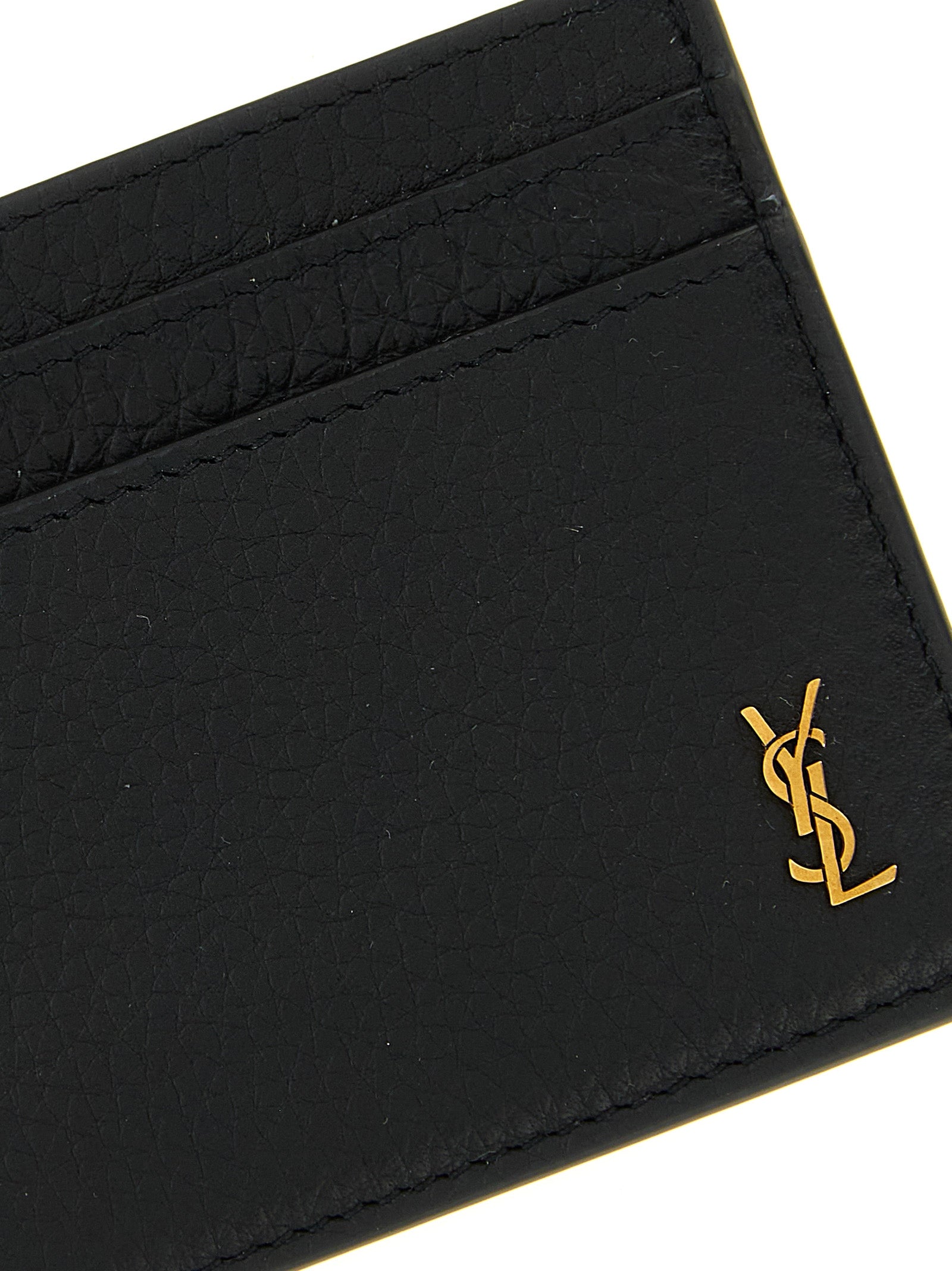 Tiny Cassandre card holder Black Calfskin Leather (bos Taurus) Wallets, Holders