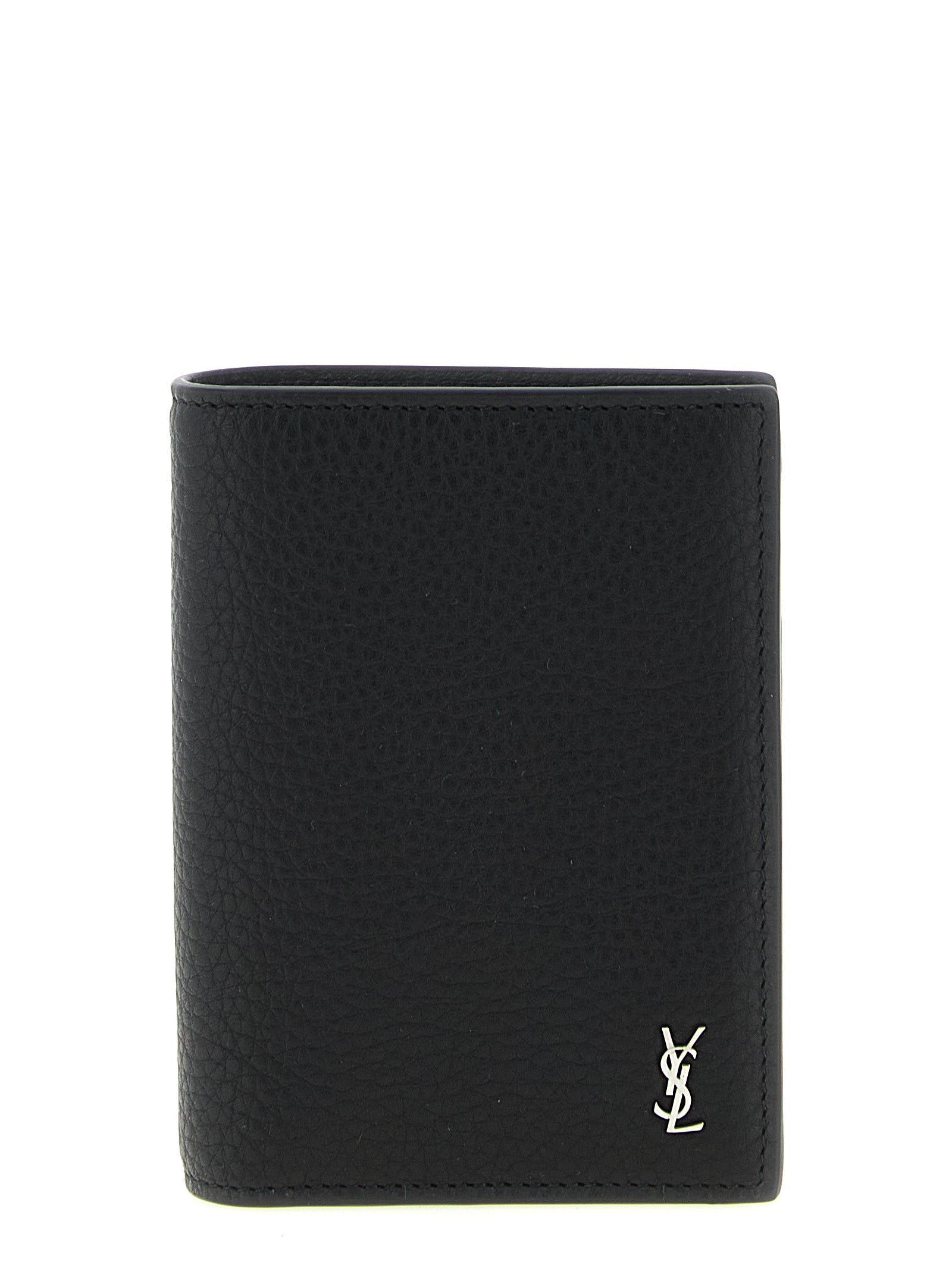 Tiny Cassandre card holder Black Calfskin Leather (bos Taurus) Wallets, Holders