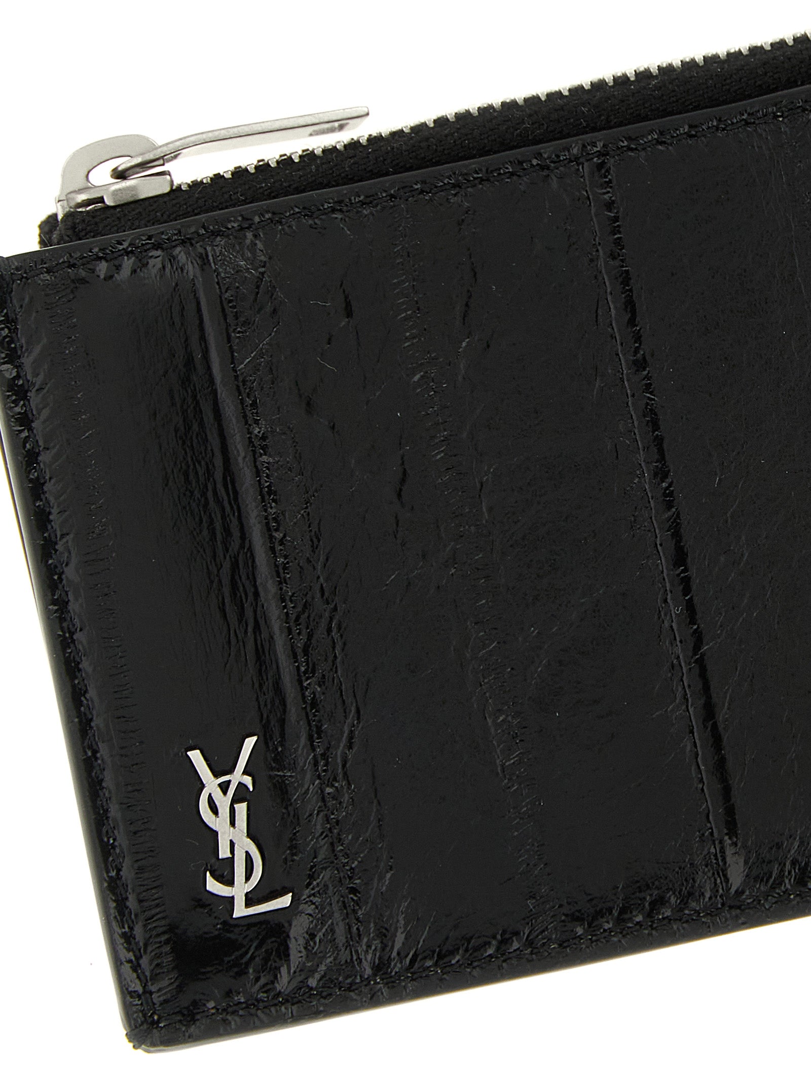 Tiny Cassandre card holder Black Eel Skin Wallets, Holders