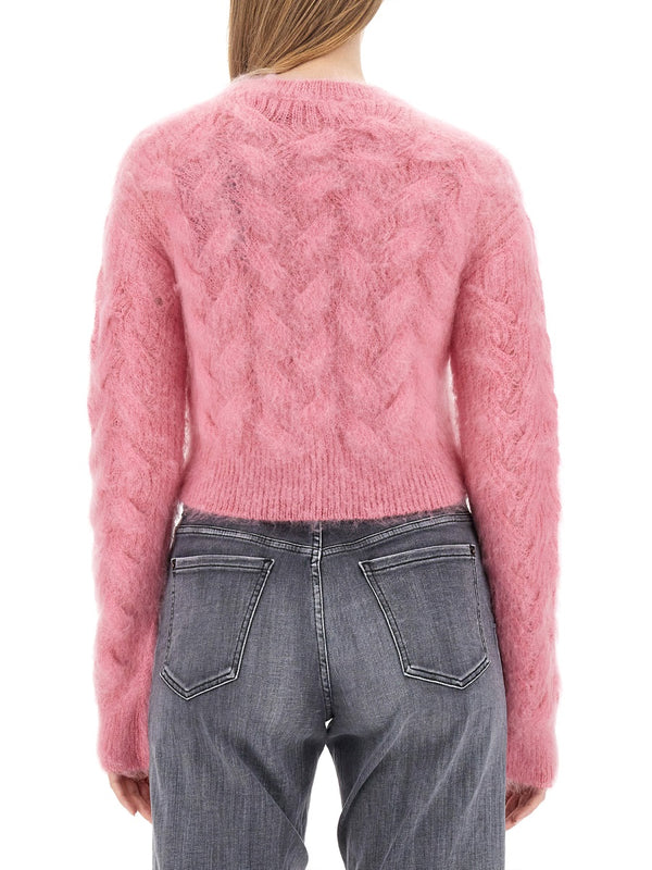 Cropped Shirt Pink Mohair Jumpers