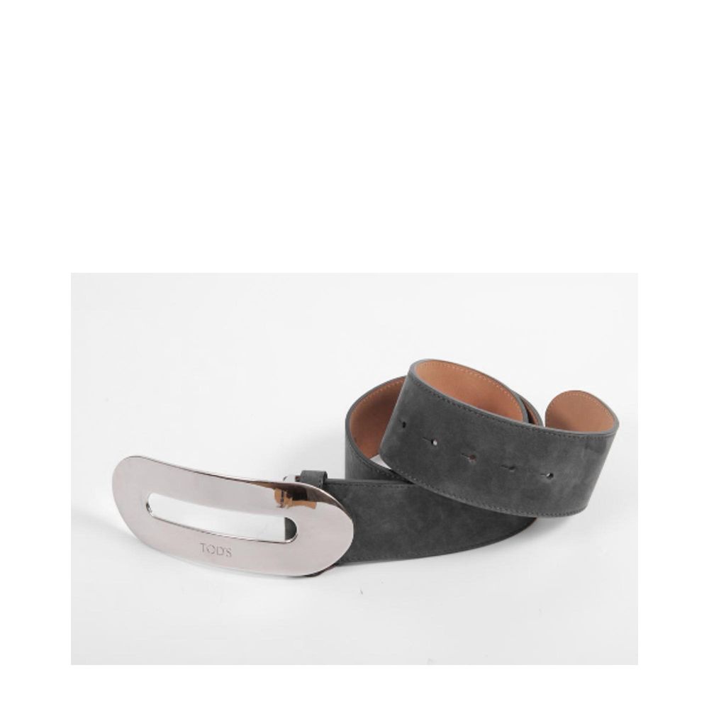 Tod's Suede with cognac leather lining belt in gray