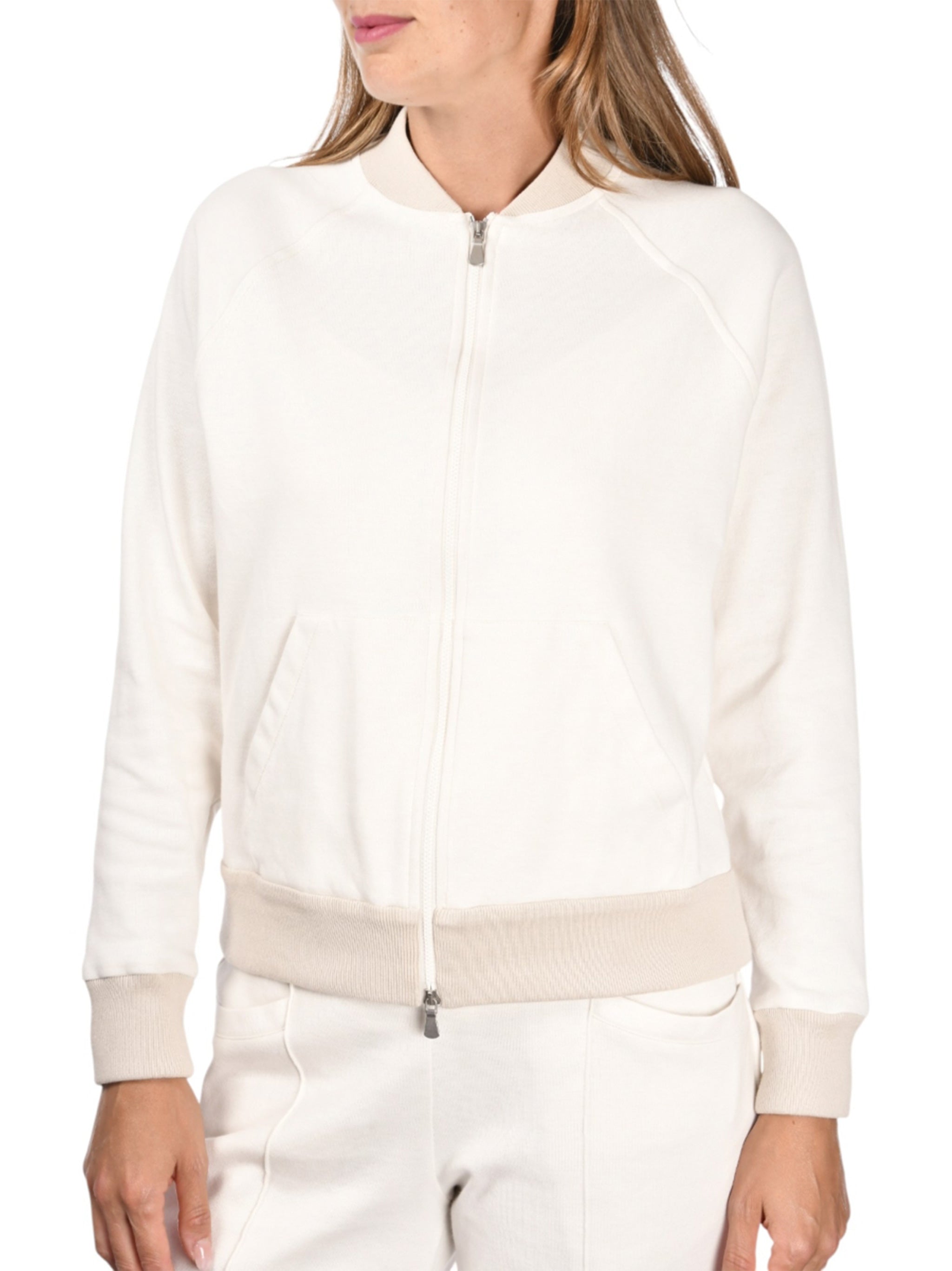 Bomber Zip White Co Pa + Bordi Giacca