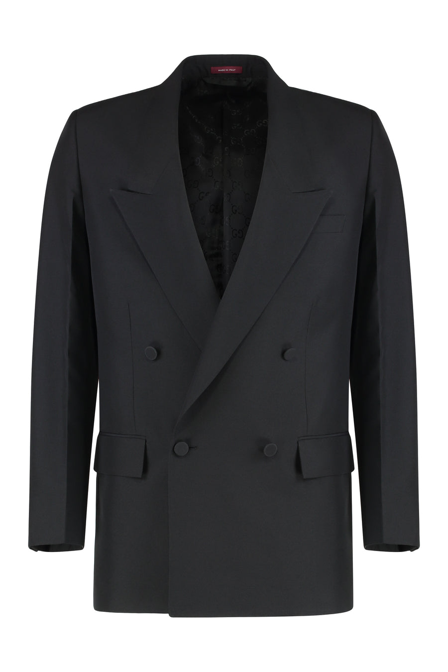 Double-Breasted Wool Gabardine Jacket Black Suit & Dinner