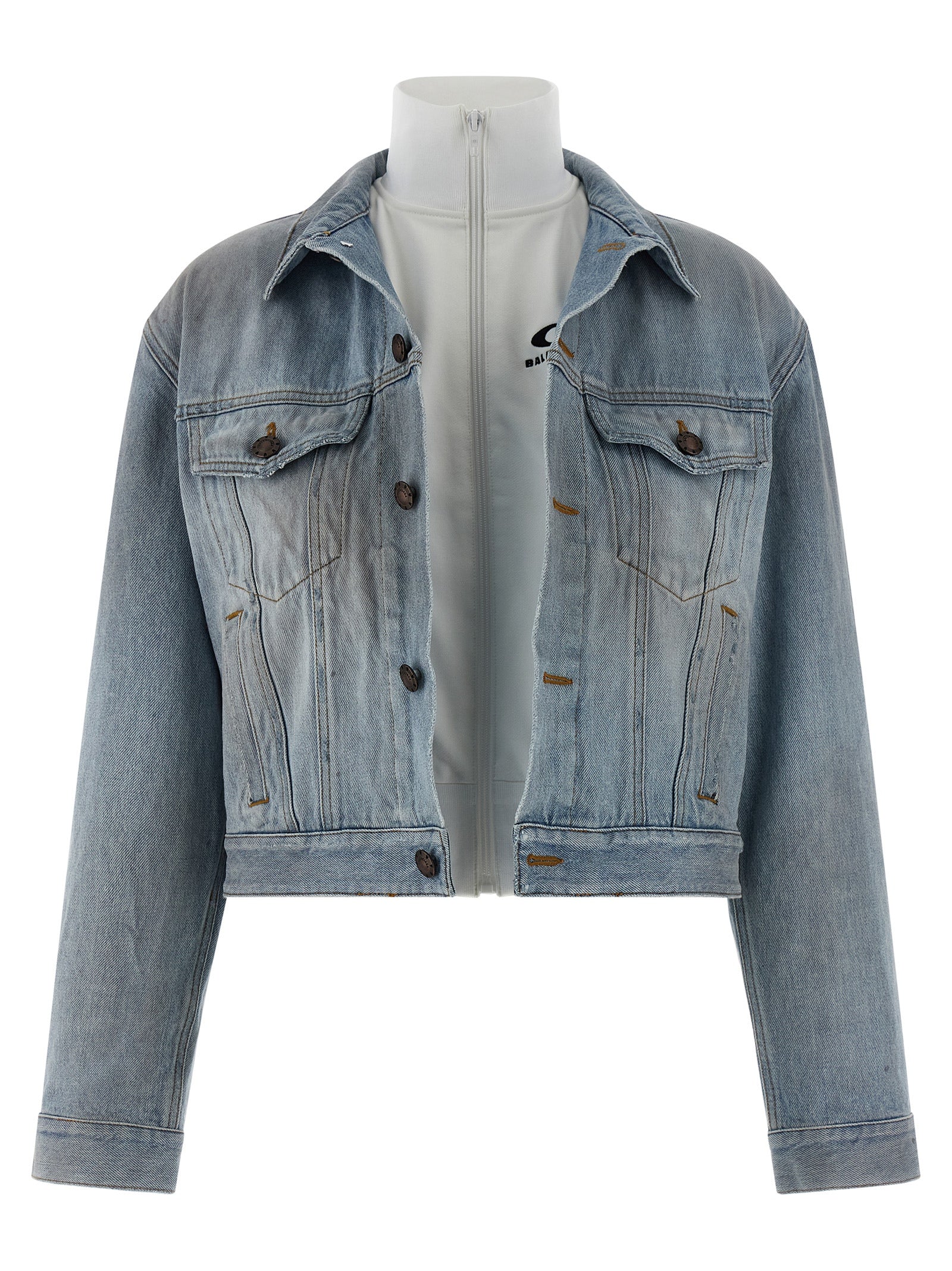 Double layer jacket Light Blue Cotton Down Jacket, Parka, Casual