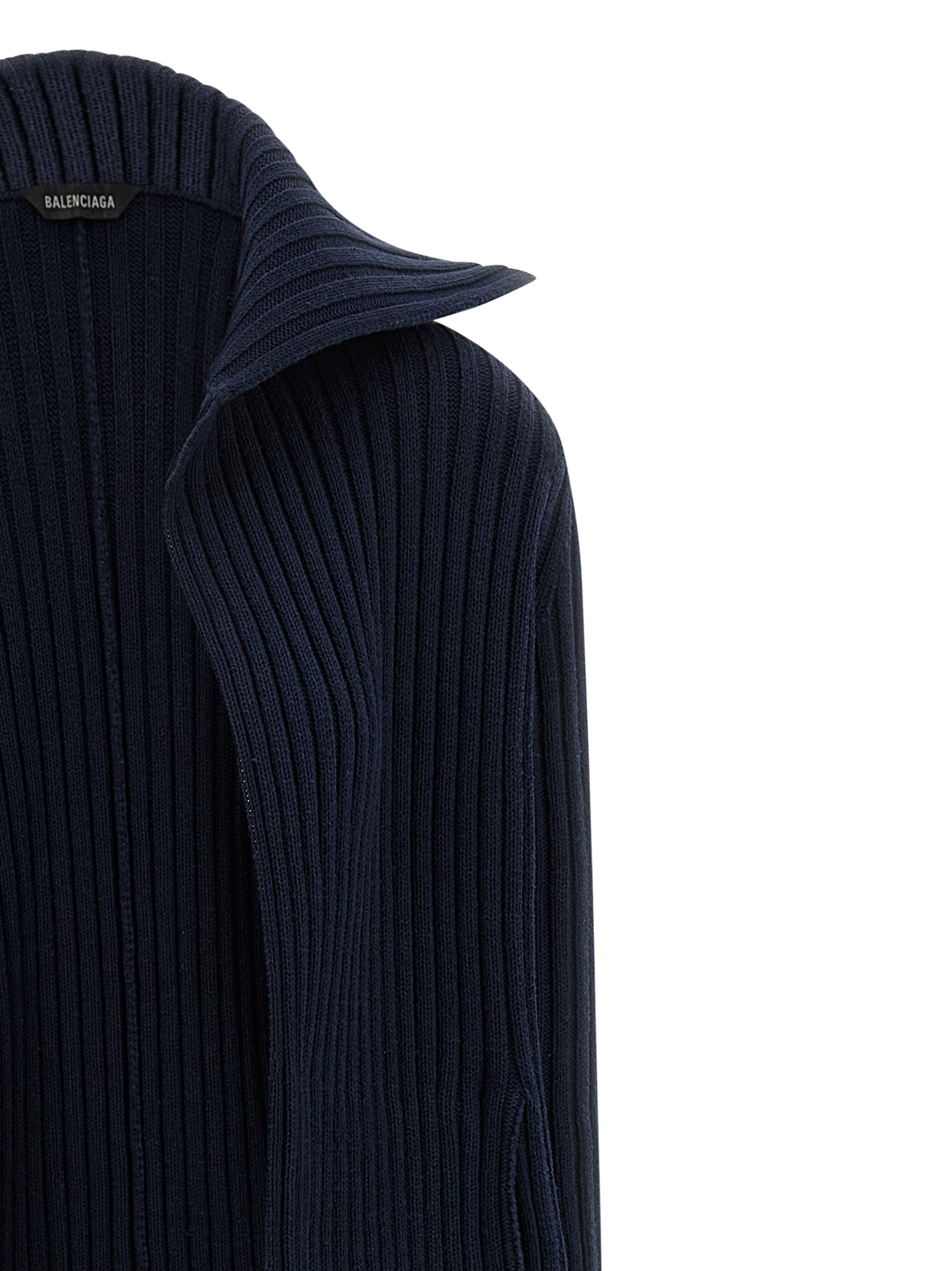Ribbed cardigan Blue Polyester Sweater, Cardigans