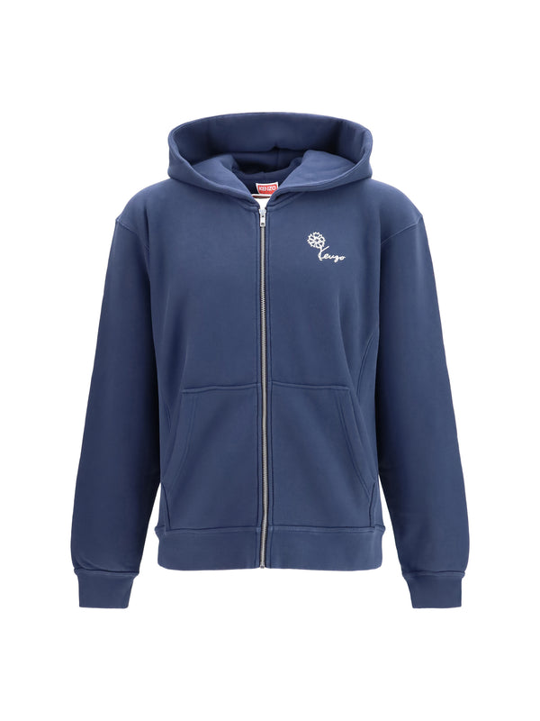 Kenzo 100% Cotton zip hoodie in navy