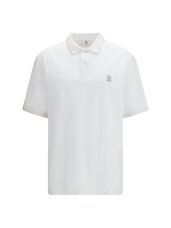 Brunello Cucinelli 100% cotton polo in white