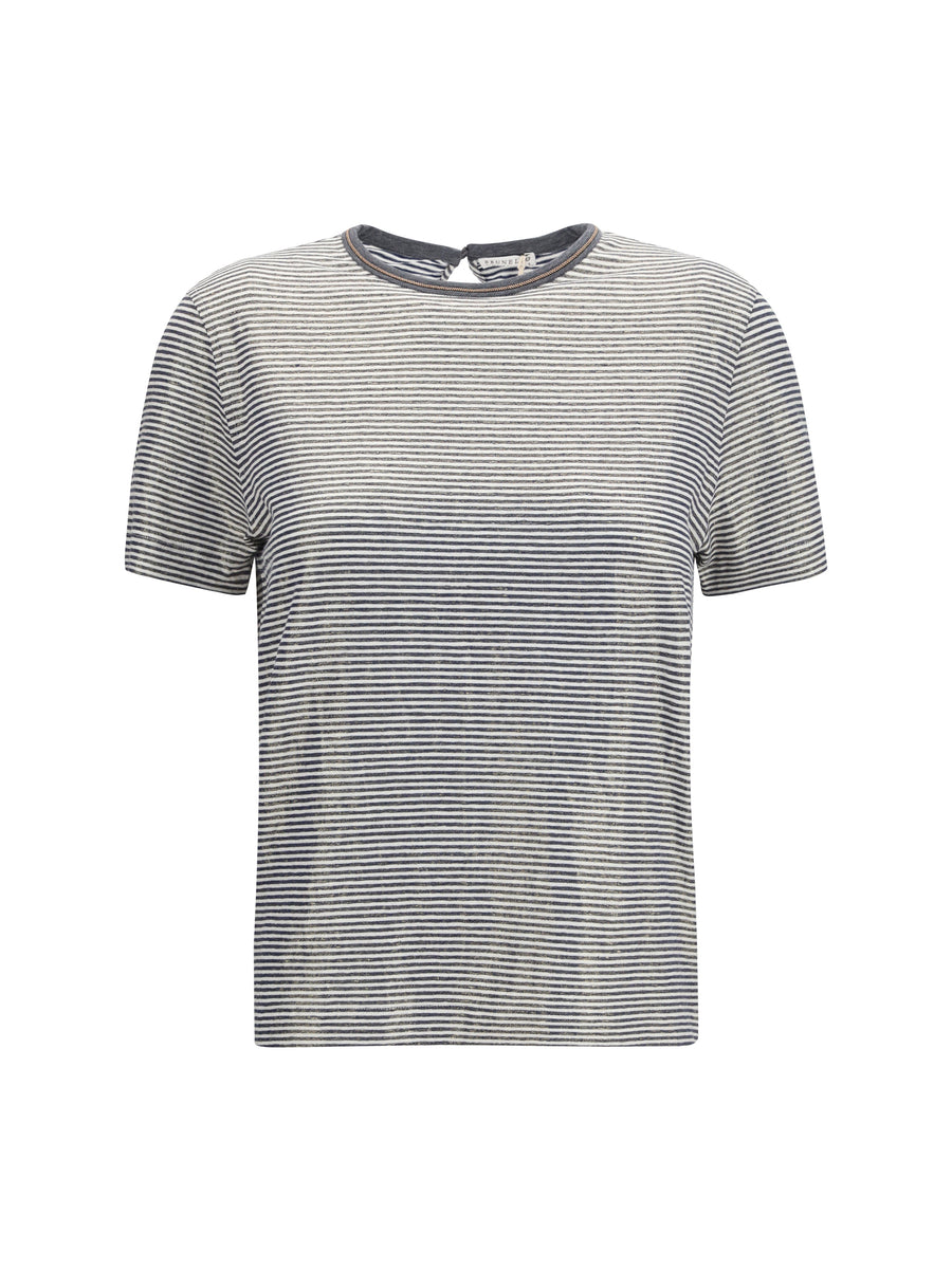 Brunello Cucinelli 96% Linen t-shirt in blue