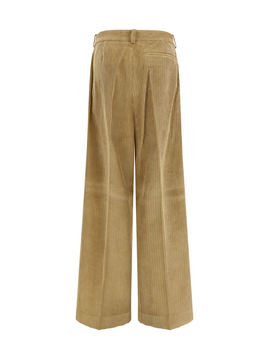 Corduroy Pants Beige Cotton Trousers