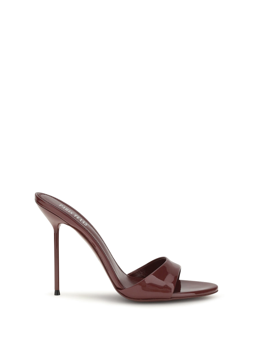 Paris Texas Upper: 100% calf leather; Sole: 100% calf leather heel mule in burgundy