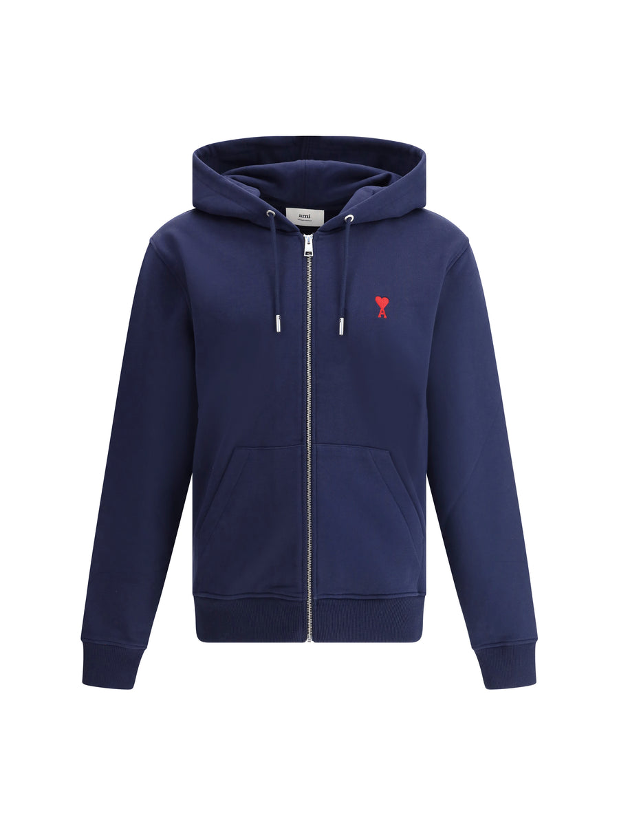 Logoed Hoodie Bleu Nuit Cotton Sweatshirts