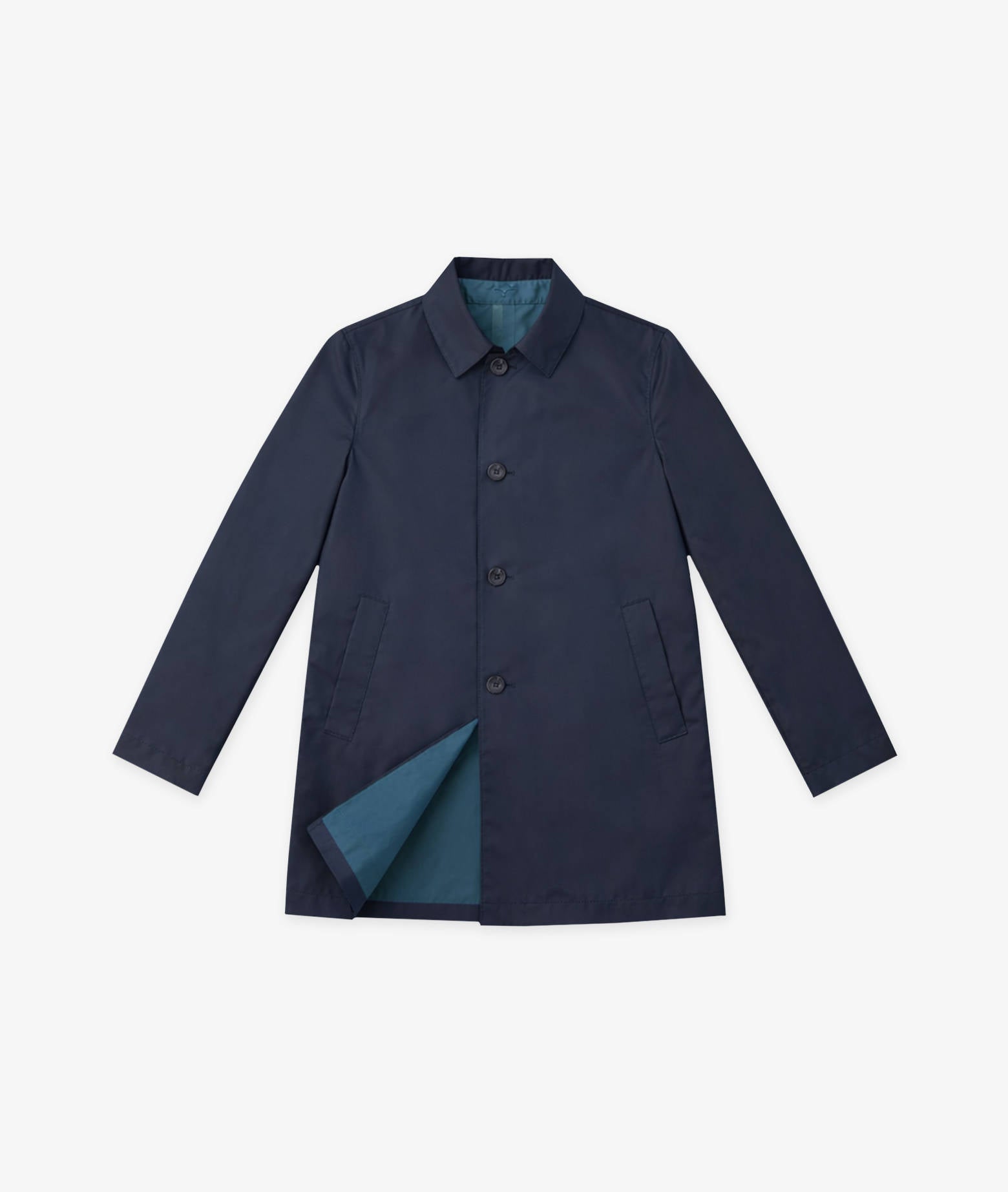 Deauville Reversible Duster Coat Blue Raincoat Single Breasted