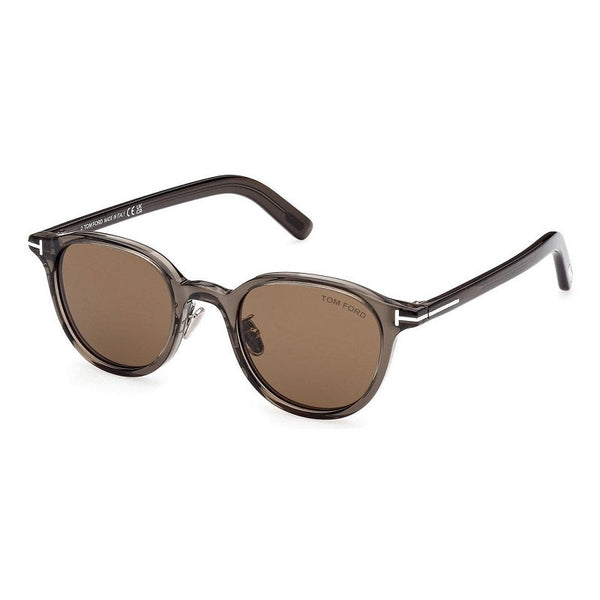 Tom Ford Sunglasses Round Full Rim, Transparent Grey Frame And Roviex Lens Ft0977-D20j
