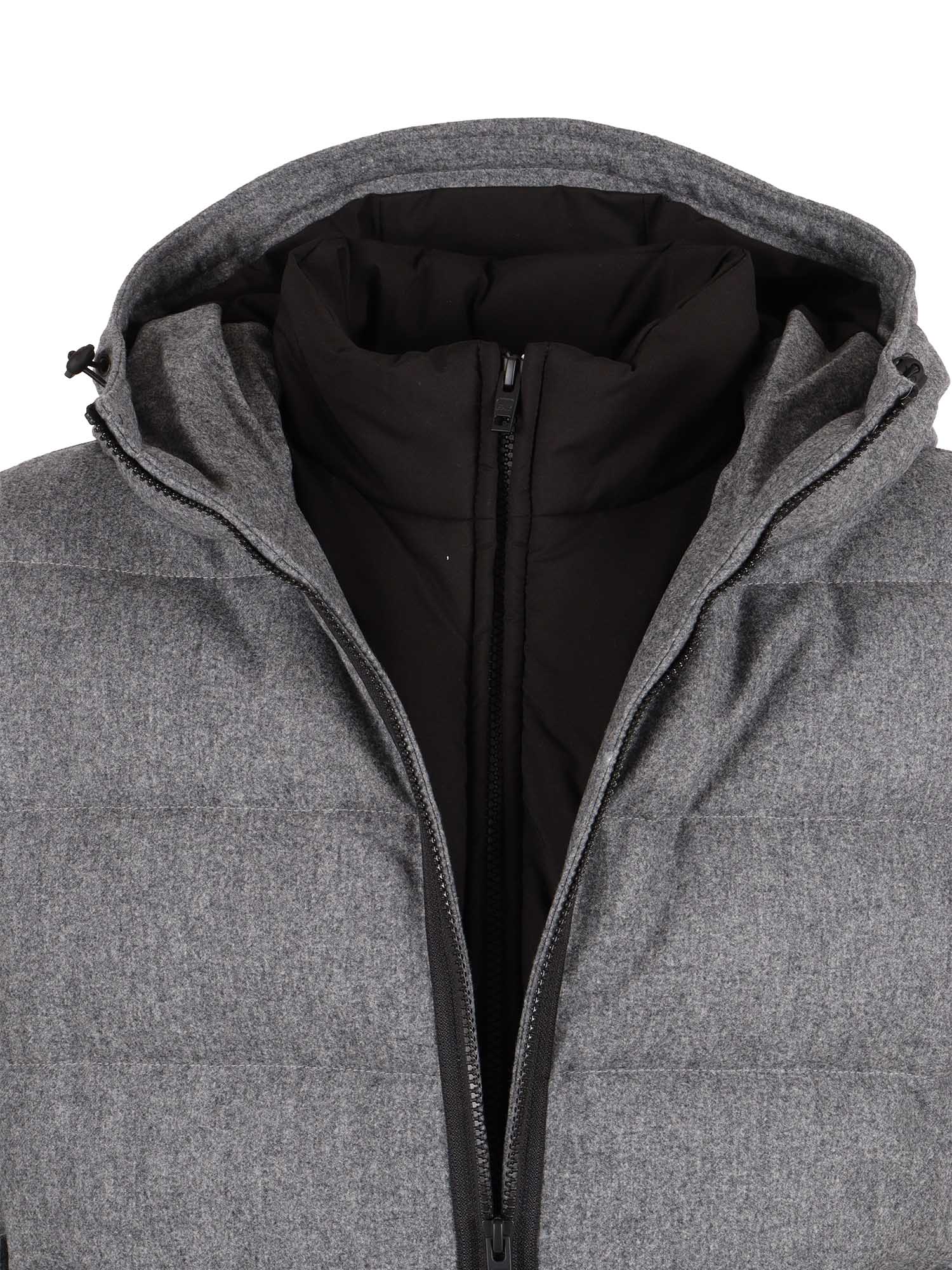 Db Front Hooded Down Jacket Grey Short Puffer