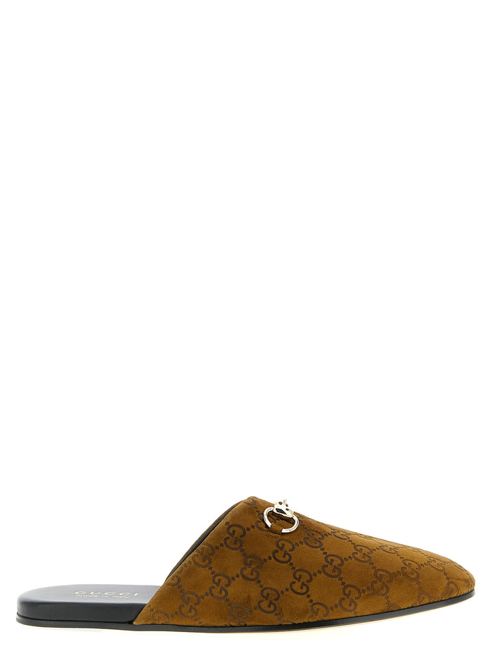 Sabot suede Horsebit Brown Calfskin Leather (bos Taurus) Flat Shoes