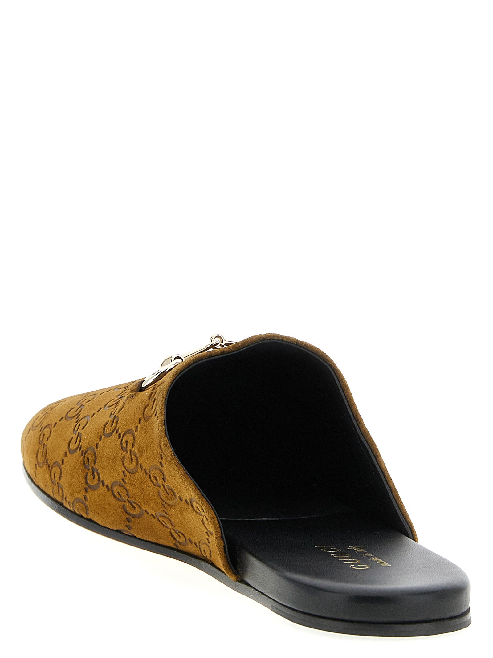 Sabot suede Horsebit Brown Calfskin Leather (bos Taurus) Flat Shoes