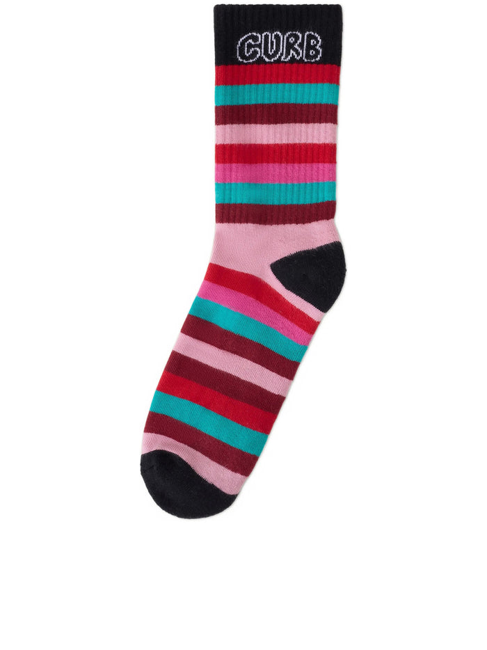 Stripes Socks Curb Red Calze