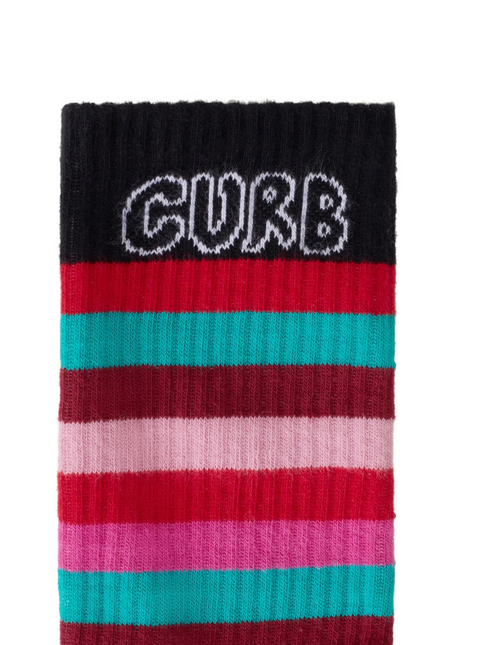 Stripes Socks Curb Red Calze